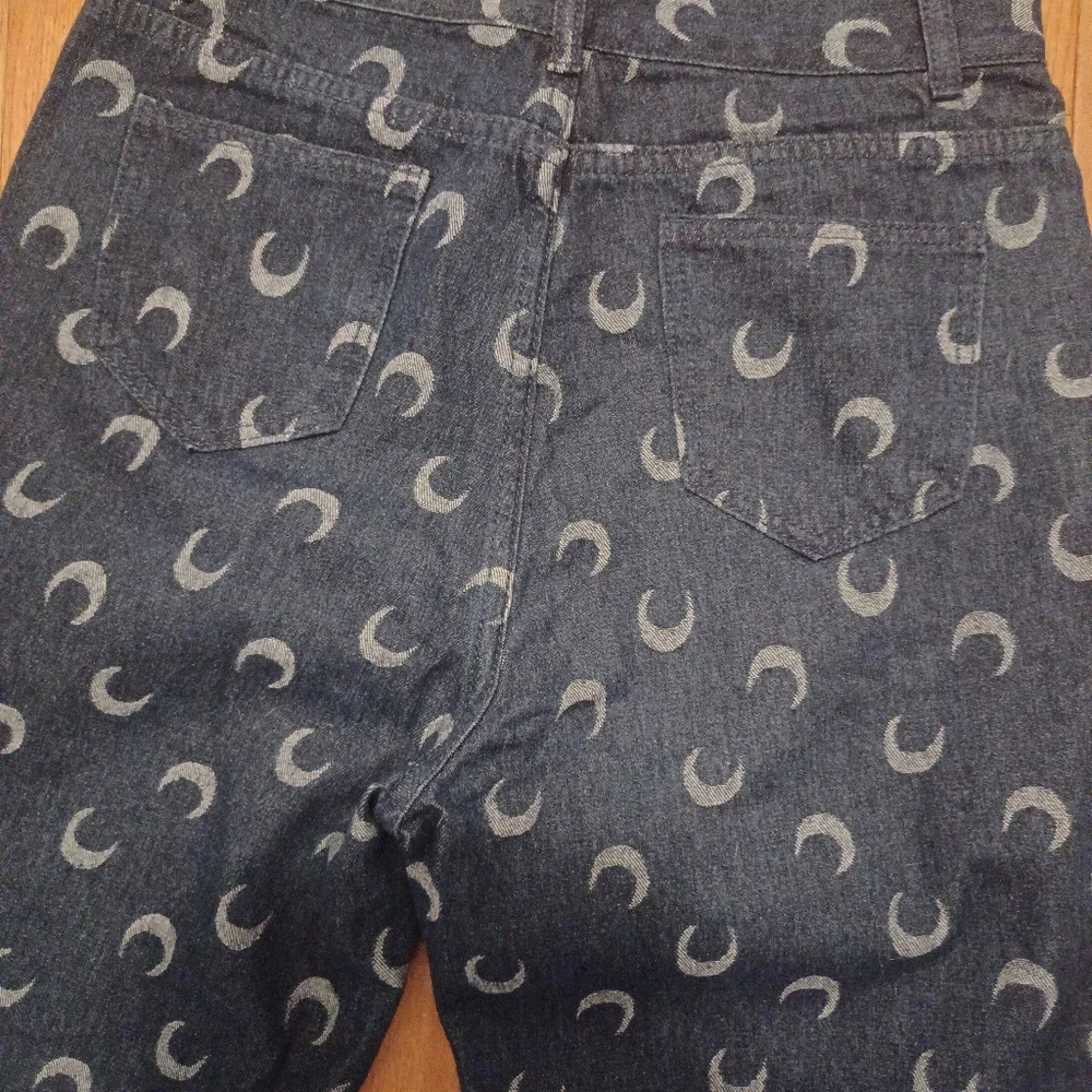 Moon Denim Wide Leg Jeans with Crescent Print Size M - Picture 3 of 3